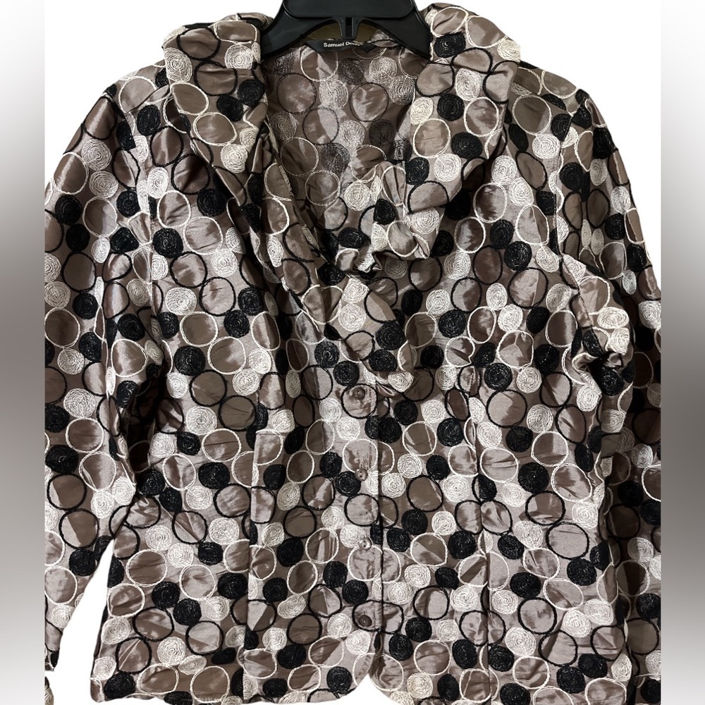 Samuel Dong Embroidered Ruffle Collar Jacket - Picture 2 of 5